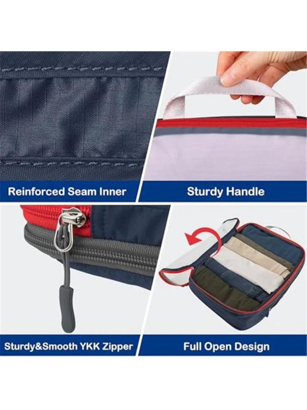 6 Piece Compression Packing Cubes Mesh Travel Carry On Luggage Organizer Blue